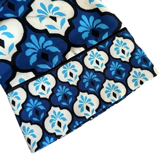 Zara Retro Belted Mini Dress XS NWT Blue 60s 70s Mod Print Long Sleeve High Neck - Picture 5 of 12